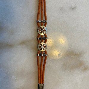 Orange Cord and Silver Bracelet